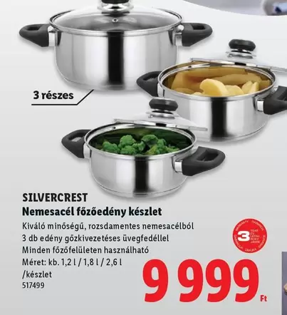 Nemesacél főzőedény készlet 3 részes