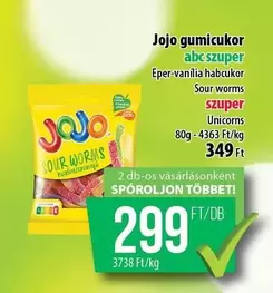 Jojo gumicukor abc szuper Eper-vanilia habcukor Sour worms szuper Unicorns