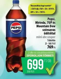 Pepsi, Mirinda, 7UP és Mountain Dew szénsavas üdítőital