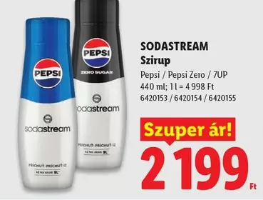 Sodastream - Szirup Pepsi / Pepsi Zero / 7UP 440 ml; 1l = 4998 Ft 6420153 / 6420154 / 6420155
