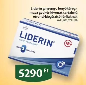 Liderin ginseng-, fenyőkéreg-, maca gyökér kivonat tartalmú étrend-kiegészítő férfiaknak
