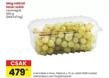 Mag nélküli fehér szőlő