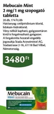 Mebucain Mint 2 mg/1 mg szopogató tabletta