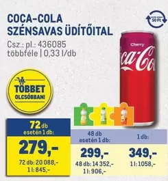 Coca Cola - SZÉNSAVAS ÜDÍTŐITAL 0,33 l/db
