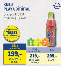 KUBU PLAY ÜDÍTŐITAL Csz.: pl.: 470574 többféle | 0,4 l/db