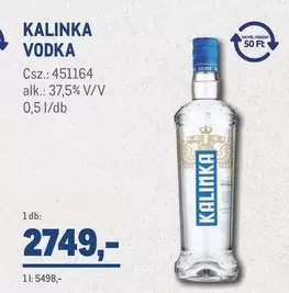 KALINKA VODKA Csz.: 451164 alk.: 37,5% V/V 0,5 l/db