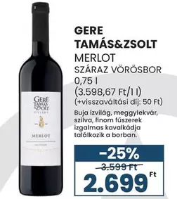MERLOT SZÁRAZ VÖRÖSBOR
