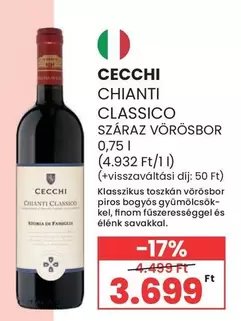 CHIANTI CLASSICO SZÁRAZ VÖRÖSBOR