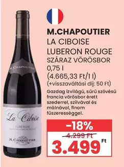 LA CIBOISE LUBERON ROUGE SZÁRAZ VÖRÖSBOR