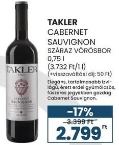 CABERNET SAUVIGNON SZÁRAZ VÖRÖSBOR