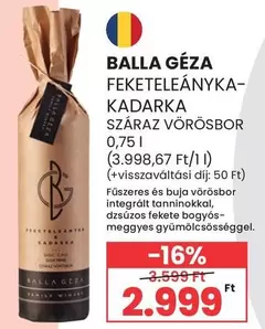 FEKETELEÁNYKA-KADARKA SZÁRAZ VÖRÖSBOR