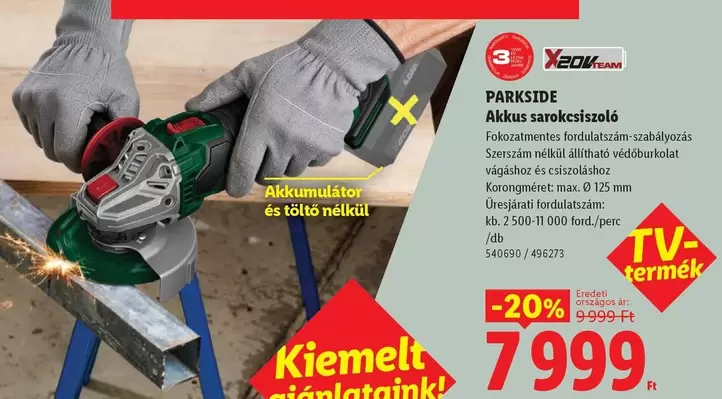 Akkus sarokcsiszoló