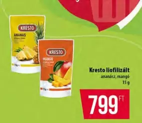liofilizált ananász, mangó