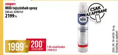 Milli tejszínhab spray