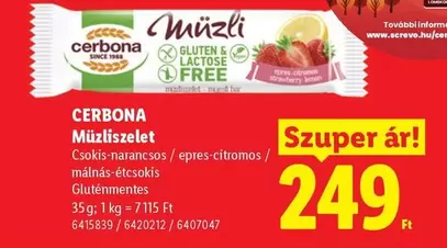 Müzliszelet Csokis-narancsos / epres-citromos / málnás-étcsokis