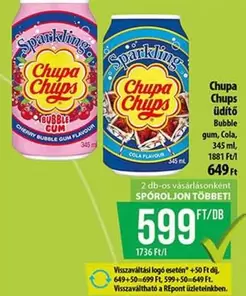 Chupa Chups üdítő Bubble gum, Cola flavour