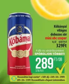 világos dobozos sör