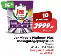 Miracle Platinum Plus mosogatógépkapszula Citrom