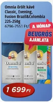 Omnia őrölt kávé Classic, Evening, Fusion Brazil&Colombia 6796-7551
