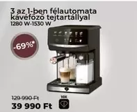 3 az 1-ben félautomata kávéfőző tejtartállyal 1280 W-1530 W