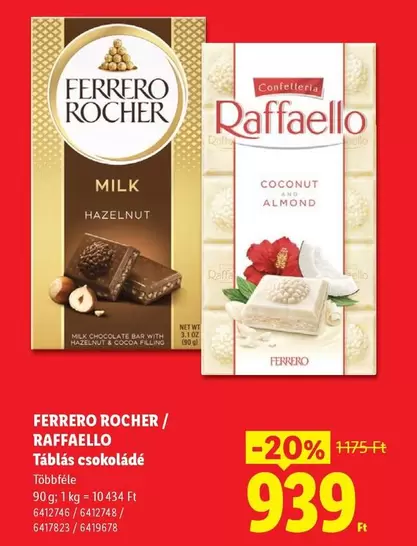 Raffaello - Ferrero Rocher /  Táblás csokoládé