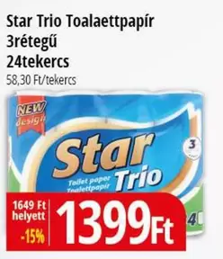 Star - Trio Toalettpapír 3rétegű 24tekercs