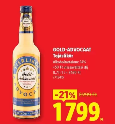 GOLD-ADVOCAAAT Tojáslikőr