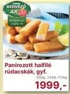 Panirozott halfilé rúdacskák