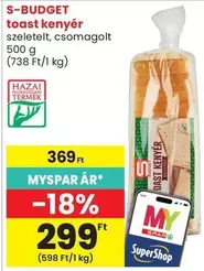 toast kenyér szeletelt, csomagolt