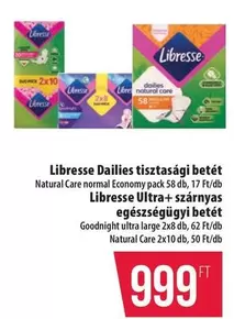 Dailies tisztasági betét, Ultra+ szárnyas egészségügyi betét