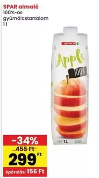 Apple - SPAR almalé 100%-os gyümölcs tartalom