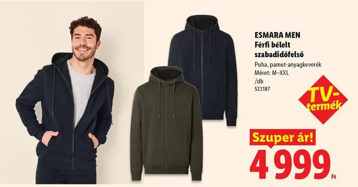 Férfi bélelt szabadidőfelső M-XL