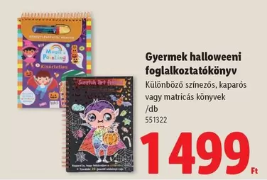 Art - Gyermek halloweeni foglalkoztatókönyv Különböző színezős, kaparós vagy matricás könyvek /db 551322