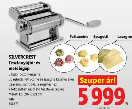 Tésztanyújtó- és metélőgép