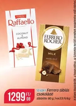 Raffaello - Ferrero táblás csokoládé
