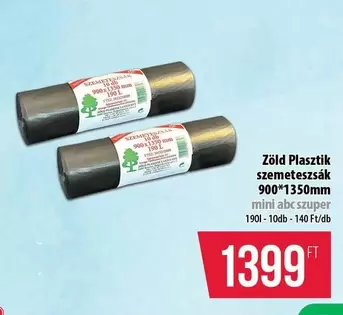 Zöld Plasztik szemeteszsák 900*1350mm mini abc szuper