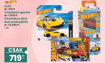 Hot Wheels - Autó Turbóstart garázs Dinamikus dinó duó autószállító