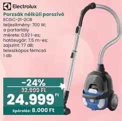 Electrolux - Porzsák nélküli porszívó ECGC-21-2CB