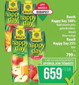Happy Day 100% Multivitamin piros gyümölcsökkel, Alma-mangó