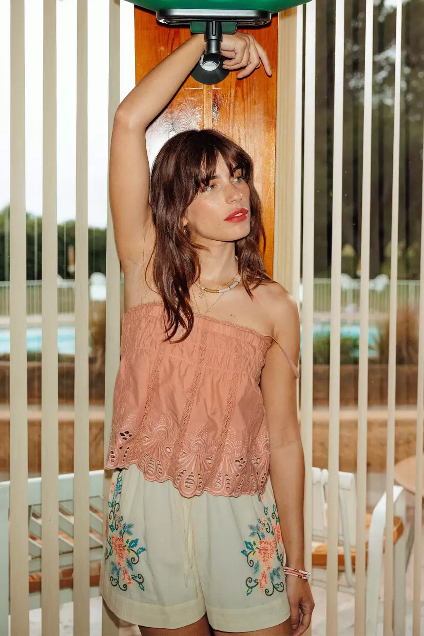 Crop top brodé Femme