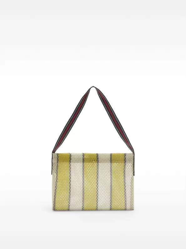 Shoulder bag of net with stripes