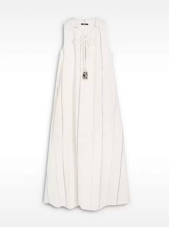 Long dress with multicolor topstitching