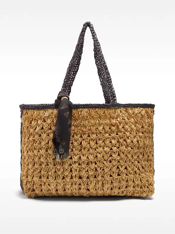 Shopper bag with braided straw effect