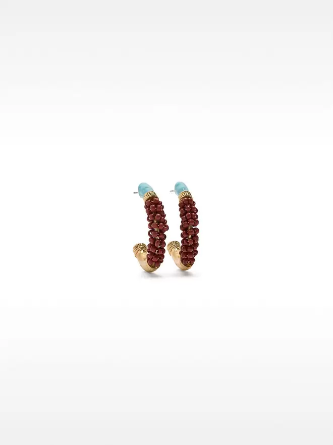 Open hoop earrings with beads