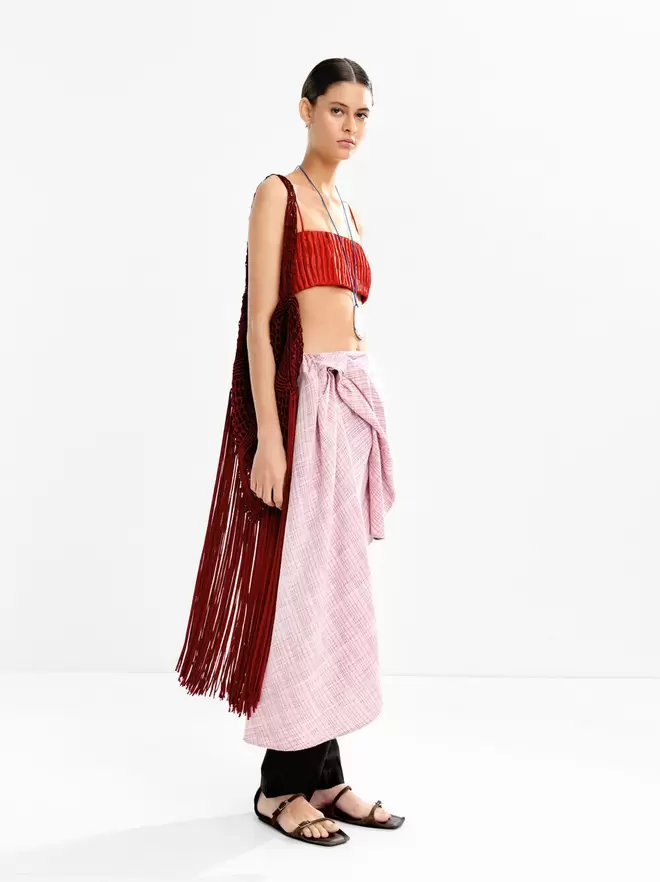 Draped asymmetrical skirt