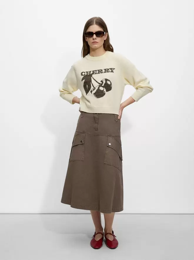 Jacquard knit sweater with cherries