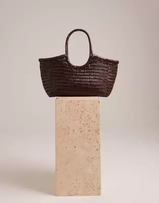 Dragon Diffusion Nantucket woven basket bag in dark brown