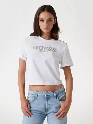 Cropped boxy logo T-shirt