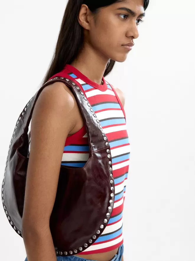 Leather hobo shoulder bag