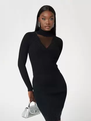 Ribbed rhinestone sweater